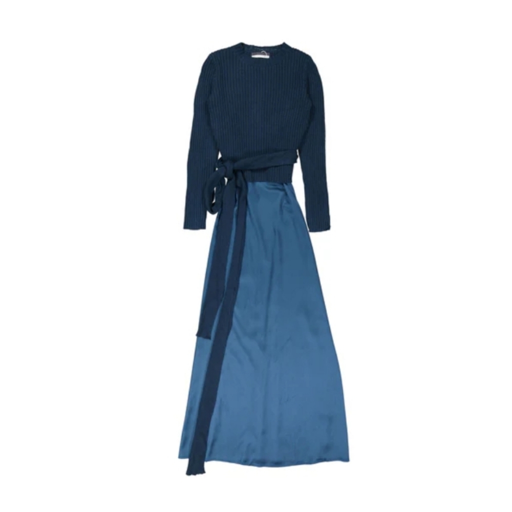 ROWE Blue/green Dress with Knit Overlay Girls Kids Size 16 New With Tags